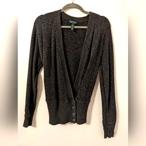 Lauren Ralph Lauren Wrap Gray Knit Cardigan